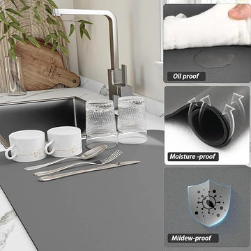 DryEdge™ – Absorbent Sink Mat | Quick-Dry, Anti-Slip Base | For Wet Counters & Dish Racks