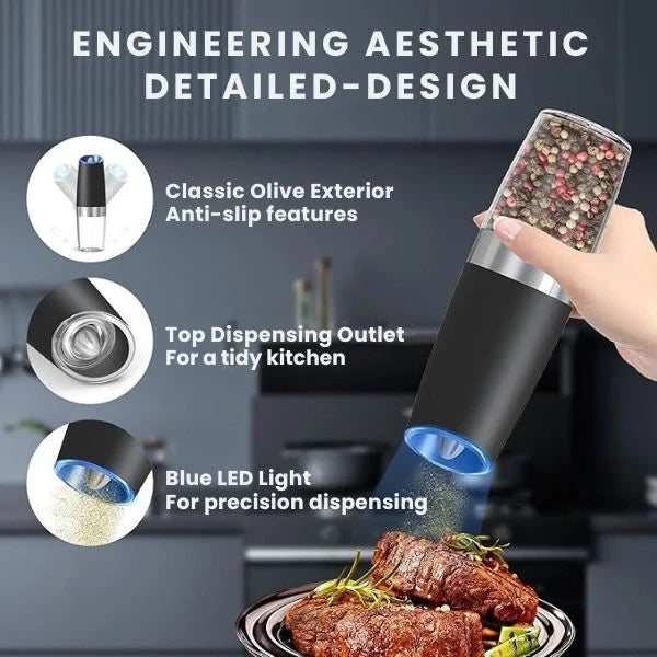 GlowGrind™ – Hands-Free Spice Grinder | LED Precision | One-Hand Operation