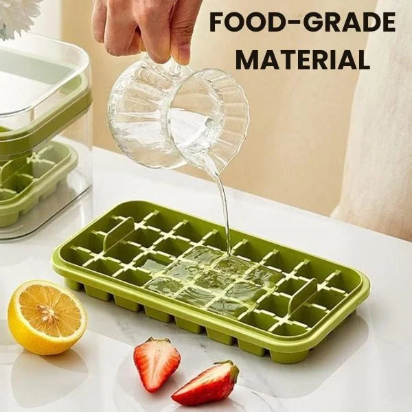 ChillMate™ – 2-Layer Ice Cube Tray with Scoop | Easy Demolding | 64 Cubes in One Go