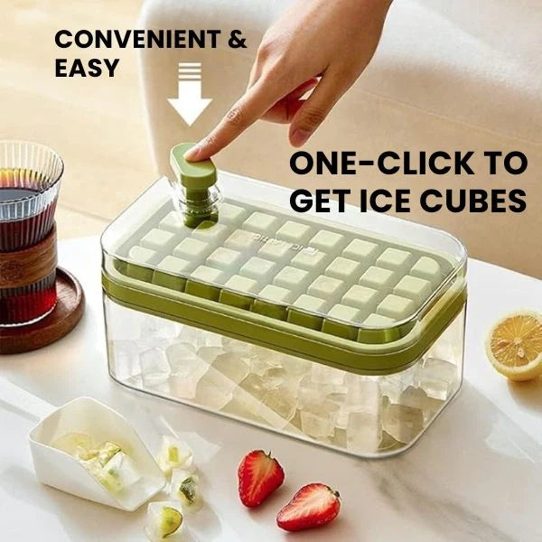 ChillMate™ – 2-Layer Ice Cube Tray with Scoop | Easy Demolding | 64 Cubes in One Go