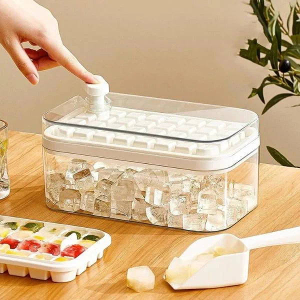 ChillMate™ – 2-Layer Ice Cube Tray with Scoop | Easy Demolding | 64 Cubes in One Go