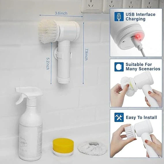 ScrubWhirl™ – 5-in-1 Spin Brush | For Tiles, Corners & More | Daily Cleaning