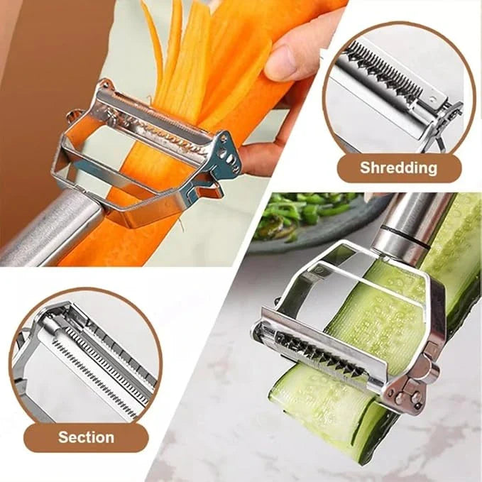 SwiftPeel™ – 3 in 1 Stainless Peeler | Sharp Blades, Anti-Rust | For Quick, Clean Prep