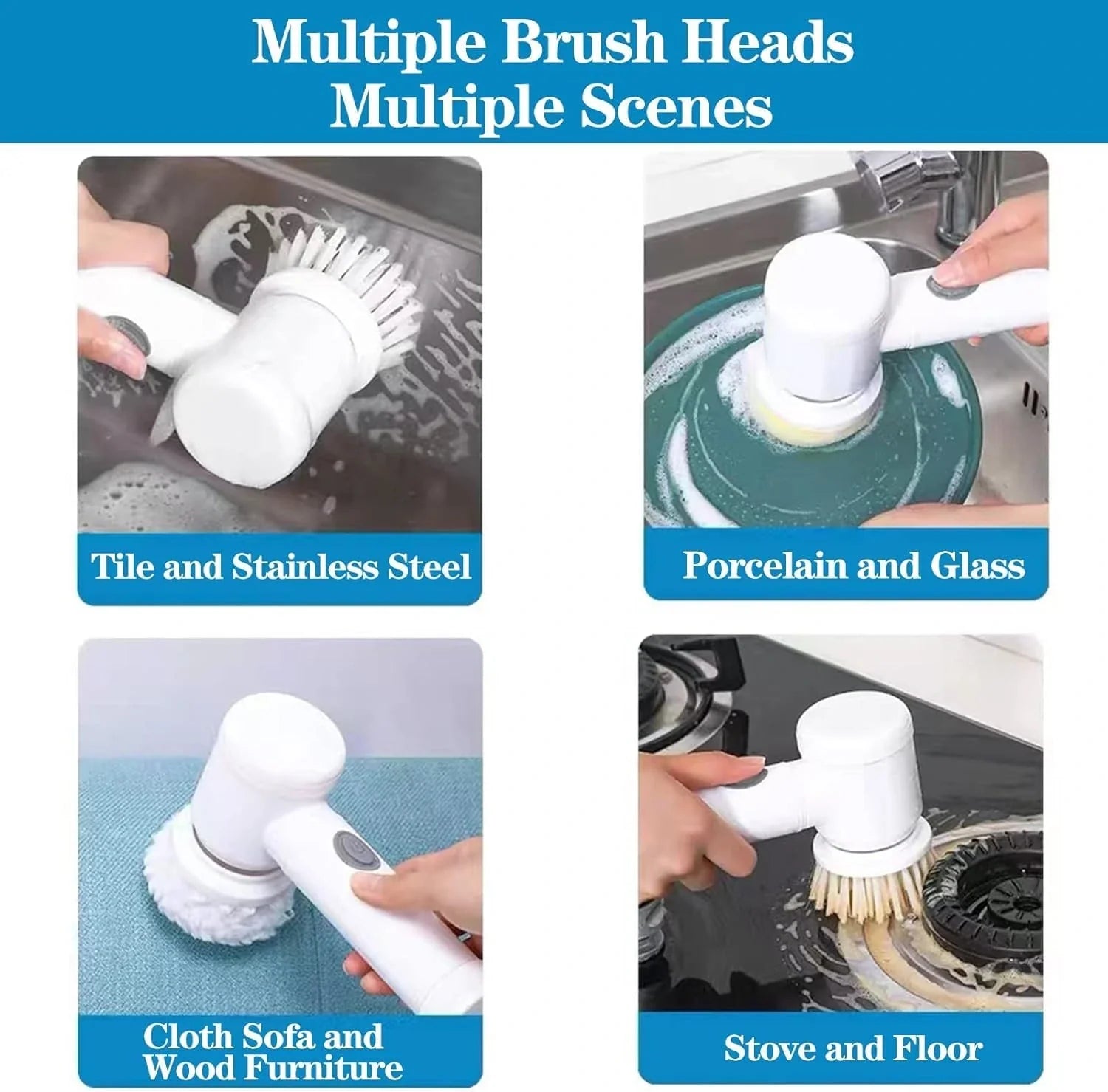 ScrubWhirl™ – 5-in-1 Spin Brush | For Tiles, Corners & More | Daily Cleaning