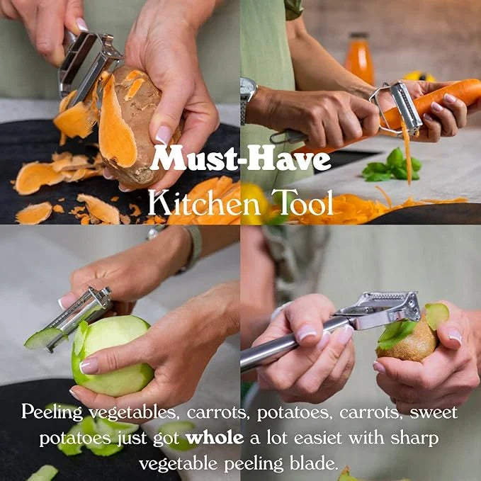 SwiftPeel™ – 3 in 1 Stainless Peeler | Sharp Blades, Anti-Rust | For Quick, Clean Prep